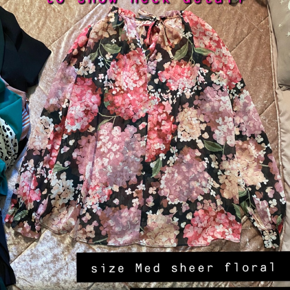 sheer floral blouse